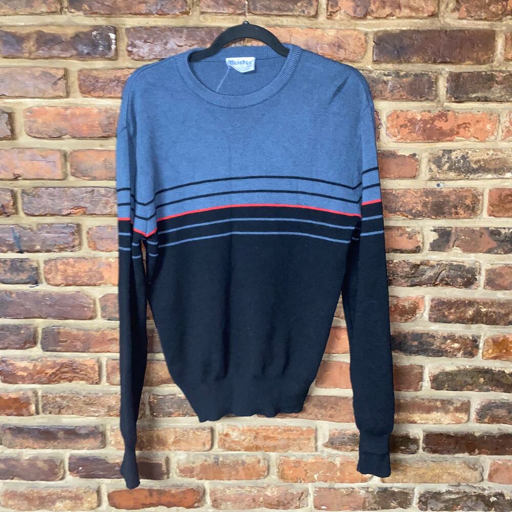 Meister Vintage 70s Wool Crew Neck Pullover Ski Sweater Men's Size Large